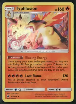 Pokemon TCG Typhlosion Sun & Moon - Lost Thunder 42/214 Holo Holo Rare NM/LP - Image 1