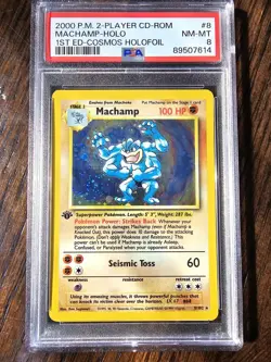 PSA 8 POKEMON #8 MACHAMP 1ST EDITION COSMOS HOLOFOIL 2000 - Image 1