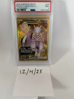 2025 POKEMON DRI EN-DESTINED RIVALS HYPER RARE TEAM ROCKET'S MEWTWO EX PSA 9 - Image 1