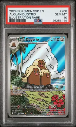 PSA 10 Alolan Dugtrio #208 Pokemon Surging Sparks English 2024 - Image 1