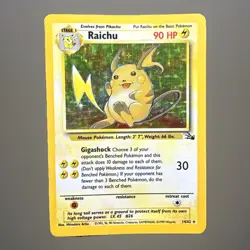 Raichu 14/62 Holo Fossil Pokemon Card TCG WOTC MP* - Image 1