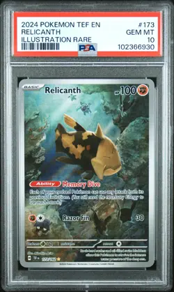 Pokemon TCG Relicanth 173/162 Temporal Forces Illustration Rare Card - PSA 10 - Image 1