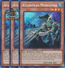 Yugioh! 3x Atlantean Marksman RA04-EN009 Secret Rare 1st Ed NM - Image 1