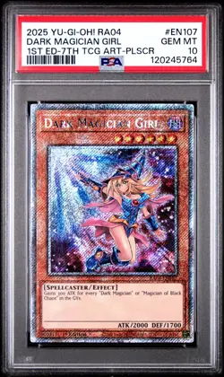 PSA 10 Dark Magician Girl Platinum Secret Rare EN107 7th Art Yugioh Card Stamped - Image 1