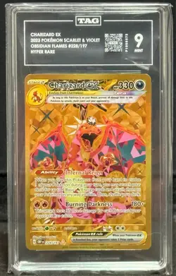 TAG 9 Hyper Rare Charizard ex 228/197 SV03: Obsidian Flames Holo Pokemon Card - Image 1