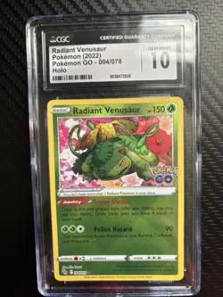 Pokemon Go Radiant Venusaur Holo Card 004/078 CGC 10 Gem Mint - Image 1