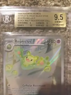2025 Pokemon Black Bolt Reuniclus 212 Promo Tech Sticker BGS 9.5 PSA 10 GEM MINT - Image 1