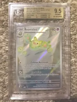 2025 Pokemon Black Bolt Reuniclus 212 Promo Tech Sticker BGS 9.5 PSA 10 GEM MINT - Image 2