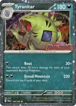Tyranitar 135/193 Pokemon Paldea Evolved STAMPED PROMO Cosmos Holo Exclusive NM - Image 1