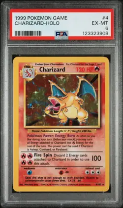 CHARIZARD HOLO BASE SET UNLIMITED 4/102 PSA 6 1999 POKEMON - Image 1