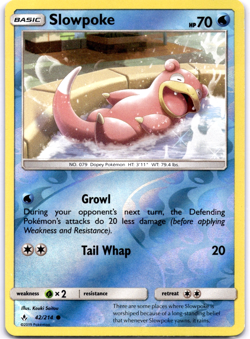 Pokemon TCG Slowpoke 42/214 Unbroken Bonds Reverse Holo Rare Near Mint - Image 1