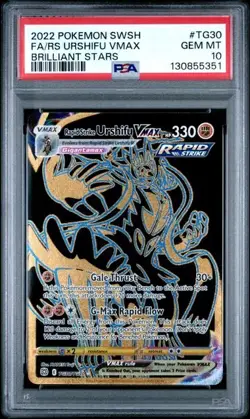 2022 Pokemon Rapid Strike Urshifu VMAX Full Art Brilliant Stars TG30/TG30 PSA 10 - Image 1