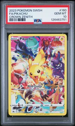 2023 POKEMON SWORD & SHIELD CROWN ZENITH #160 FULL ART/PIKACHU PSA 10 - Image 1