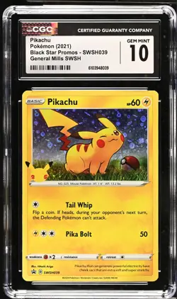 PIKACHU Sword & Shield General Mills Promo #SWSH039 CGC 10 Pokemon - Image 1