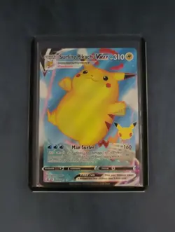 Surfing Pikachu VMax Full Art Holo - Celebrations Pokemon TCG Trading Card 09/25 - Image 1