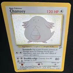 Chansey 3/130 Base Set 2 Holo Rare Pokemon Card w/ 💫 SWIRL - LP - Image 3