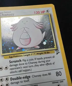 Chansey 3/130 Base Set 2 Holo Rare Pokemon Card w/ 💫 SWIRL - LP - Image 4