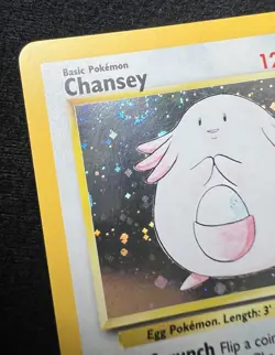 Chansey 3/130 Base Set 2 Holo Rare Pokemon Card w/ 💫 SWIRL - LP - Image 5