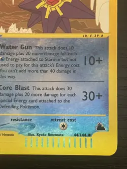 2003 Pokemon TCG Starmie 44/144 Skyridge Reverse Holo NM - Image 4