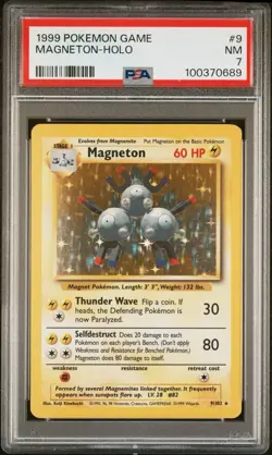Pokemon Magneton 9/102 PSA 7 NM Base Set Unlimited Holo Rare 1999 WOTC - Image 1