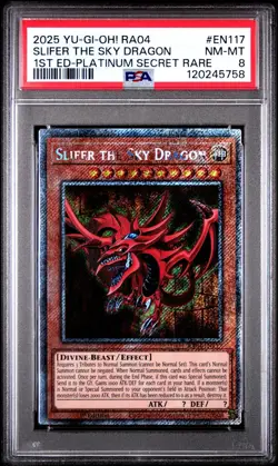 Yugioh Slifer The Sky Dragon RA04-EN117 Platinum Secret Rare PSA 8 - Image 1
