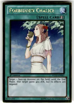 Forbidden Chalice PGLD-EN047 Gold Rare 1st Edition Near Mint Yugioh - Image 1