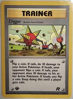 Pokemon Card Team Rocket 75/82 Digger 1st Edition NM - Image 1