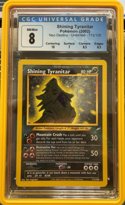 2002 Pokemon Neo Destiny Shining Tyranitar #113/105 CGC 8 - Image 1