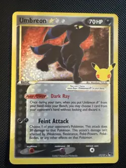 Umbreon Celebrations 17/17 Gold Star Near Mint Condition Pokemon TCG - Image 1