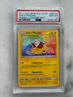 2017 ASH'S PIKACHU POKEMON BLACK STAR PROMO, SM108 PSA 10 GEM MINT - Collector - Image 1