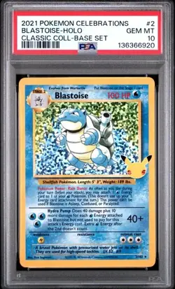 2021 POKEMON CELEBRATIONS CLASSIC COLLECTION #2 BLASTOISE-HOLO PSA 10 - Image 1