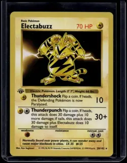 Pokemon TCG Electabuzz 20/102 1st Edition Shadowless LP - Image 1