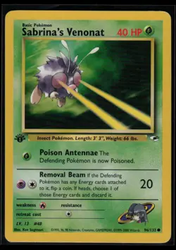 Sabrina's Venonat 096/132 1st Edition Gym Heroes Pokemon TCG MP - Image 1