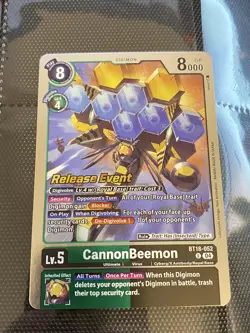 Digimon cards CannonBeemon bt18-052 U - Release Special Booster 2.0 Pre-Release - Image 1