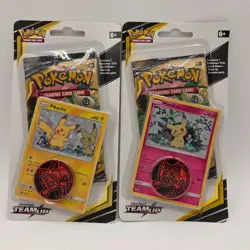 2x Sealed TEAM UP Blister Packs (Pikachu SM162 + Mimikyu SM163) Pokemon Cards - Image 1