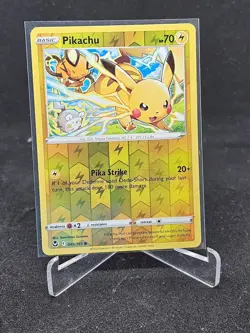 Pokemon Card Pikachu 049/195 Sword & Shield - Silver Tempest Common Reverse Holo - Image 1