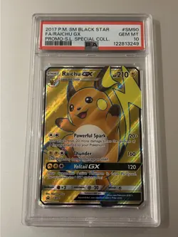 2017 POKEMON SM BLACK STAR PROMO #SM90 FULL ART/RAICHU GX PSA 10 - Image 1