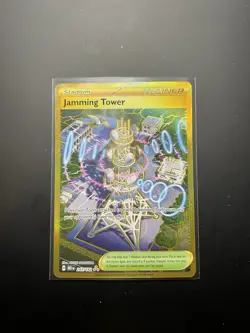 Pokemon TCG Jamming Tower Destined Rivals Gold Trainer Card 243/182 Holo NM/MINT - Image 1