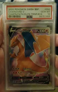 2020 Pokemon Champion's Path ETB Promo Charizard V SWSH050 - PSA 10 GEM MINT - Image 1