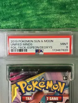 Pokemon TCG Sun & Moon Unified Minds Booster Pack ESPEON DEOXYS 2019 PSA 9 Mint - Image 3