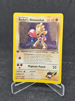 Pokemon Card Rocket's Hitmonchan 11/132 Gym Heroes Holo Rare 1st edition - Image 1