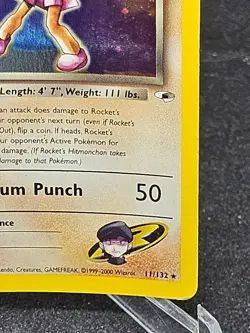 Pokemon Card Rocket's Hitmonchan 11/132 Gym Heroes Holo Rare 1st edition - Image 5