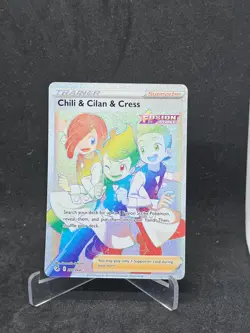 Pokemon Card Chili and Cilan and Cress (273/264) Fusion Strike Rainbow Rare Foil - Image 1