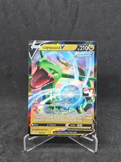 Pokemon Card Rayquaza V (110/203) Evolving Skies Holo Rare V Play! Promo Stamped - Image 1
