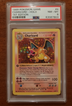 1999 PSA 8 POKEMON CHARIZARD 1st EDITION SHADOWLESS #4 HOLO NM-MINT - Image 1