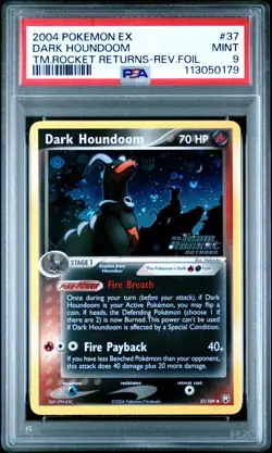 POKEMON EX TEAM ROCKET RETURNS DARK HOUNDOOM #37 REVERSE PSA 9 MINT #113050179 - Image 1