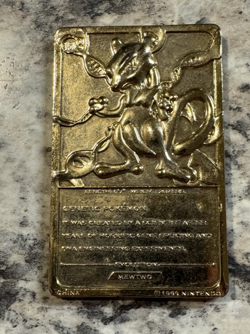 Pokemon 23K Gold Plated Mewtwo Trading Card 1999 Burger King Limited Edition - Image 1