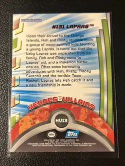 2000 Topps Pokemon TV Animation Series 3 Heroes & Villains Lapras #HV13 - Image 2