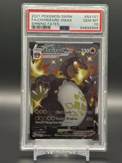Pokemon 2021 Sword & Shield Shining Fates SV107 Charizard VMAX Full Art PSA 10 - Image 1