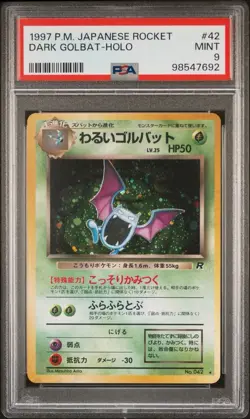 Pokemon Dark Golbat No. 42 PSA 9 Mint Japanese Team Rocket Holo Rare 1997 - Image 1